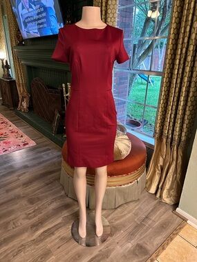 Amberleaf Raspberry-Red Midi Sheath Dress